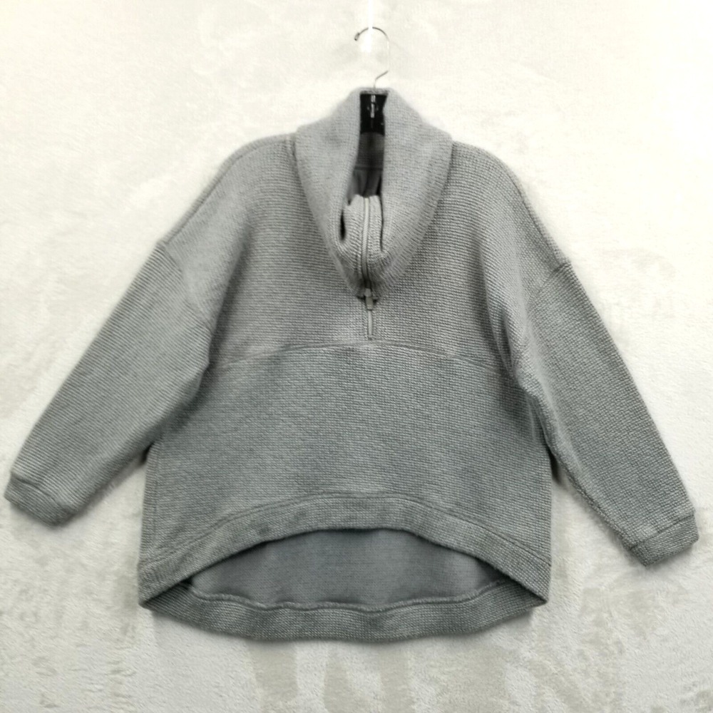 Sweaty Betty 1/2 Zip Women 12 Gray Restful Boucle High Low Pullover Cowl #SB8089